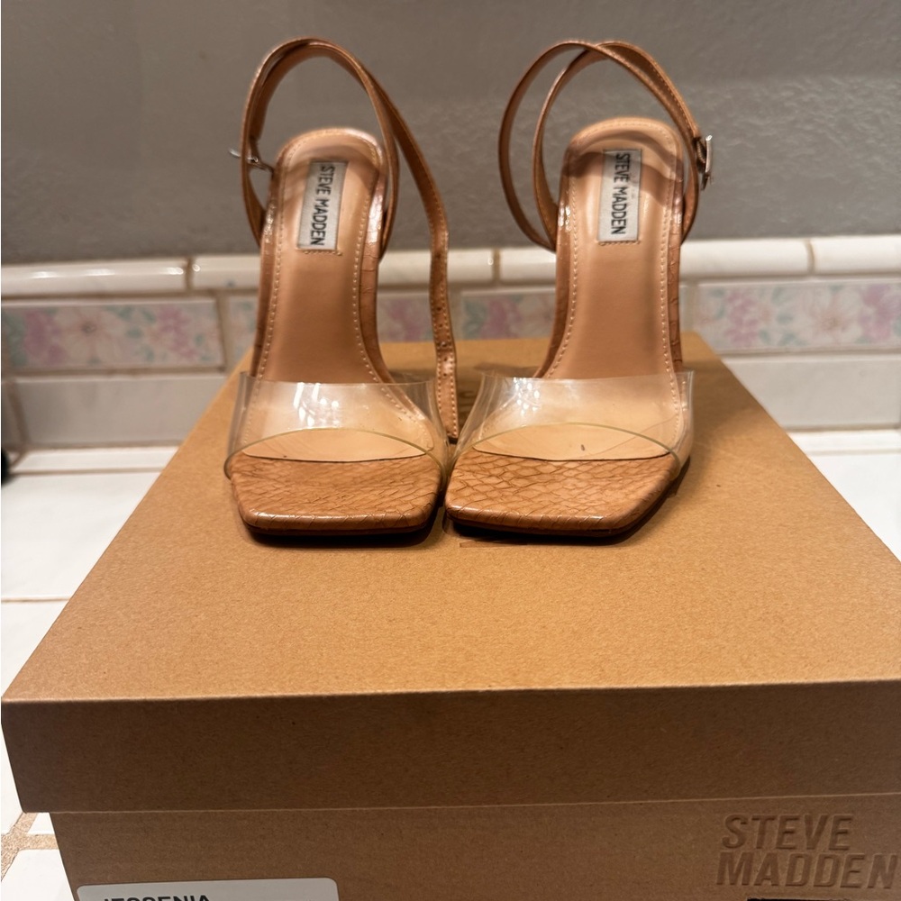 Steve Madden Brown and Clear Heels